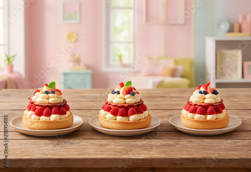 Three individual berry tart...
