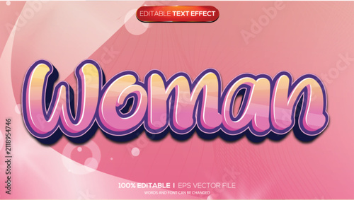 3d text effect woman theme