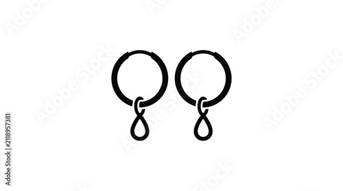 Принти на полотні Pair Of Handcuffs Black Silhouette On White Background