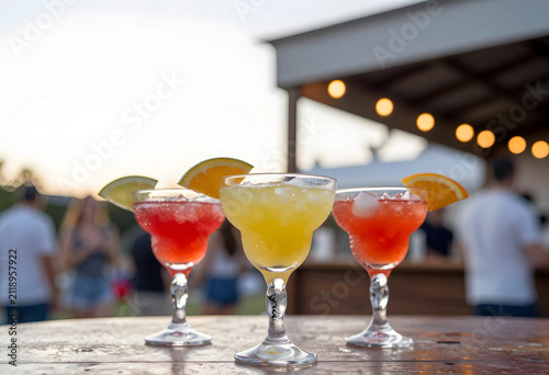 Three colorful margarita co...