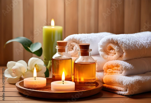 Spa setting with essential ...