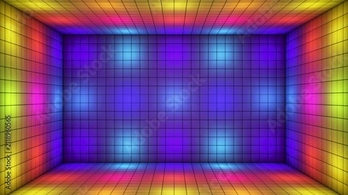 Broadcast Switching Hi-Tech Illuminated Cubes Room Stage, Multi Color, Events, 3D, Loopable, 4K