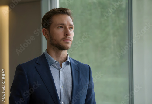 Thoughtful young businessma...