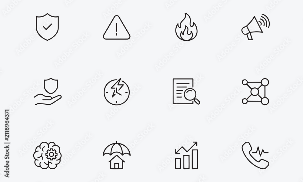 Fototapeta premium Crisis management line editable icon set. Set of crisis and risk management