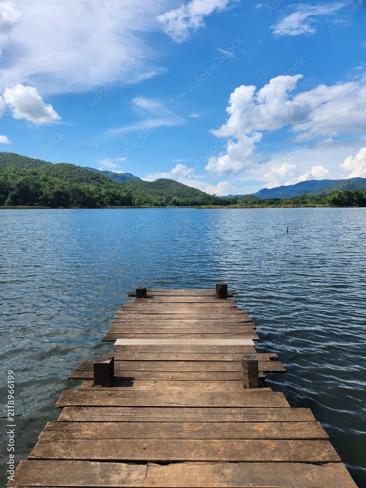 Fototapeta premium wooden pier on the lake