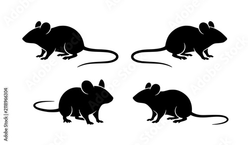 Minimal Field Mouse Standing Silhouette Vector Wildlife Rodent Isolated on White