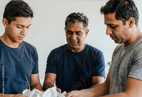 Three diverse men collabora...