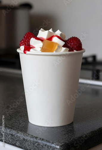 White paper cup with whippe...