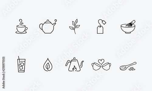  Tea Icons set. Tea icons Pixel perfect