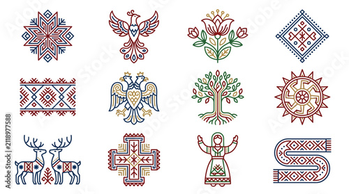 Cuadro en lienzo Collection of intricate Celtic knotwork designs.