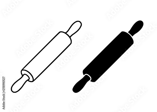 Cuadro en lienzo Minimalist rolling pin icon in outline and silhouette style, for UI/UX app desig