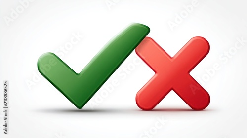 Green check mark and red x symbols on white background for concepts