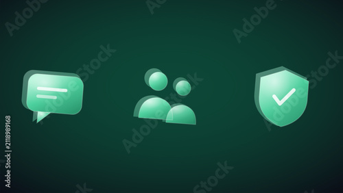 Secure chat group icons. Private messaging and team communication symbols.