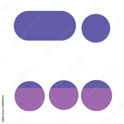 Minimalist Purple Geometric Oval and Circle Graphic Art on White Background