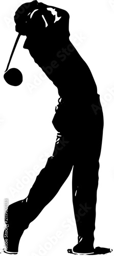 silhouette of a playing golf