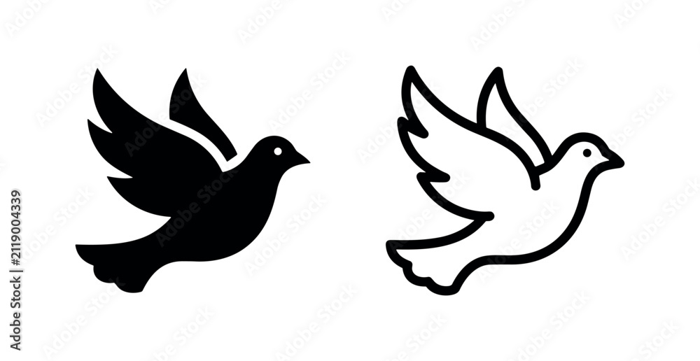 Fototapeta premium Flying Dove Icon - Peace, Freedom, and Holy Spirit Symbol