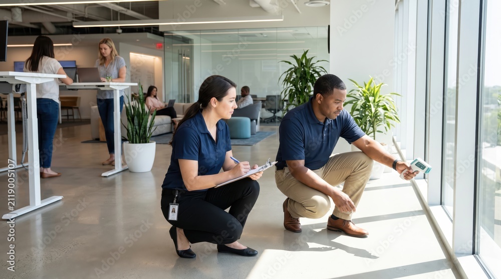 Fototapeta premium Office Staff Inspecting for Heatwave Safety