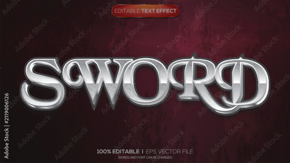 Obraz premium 3d text effect sword theme