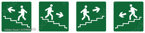 Emergency stair direction icons with arrows