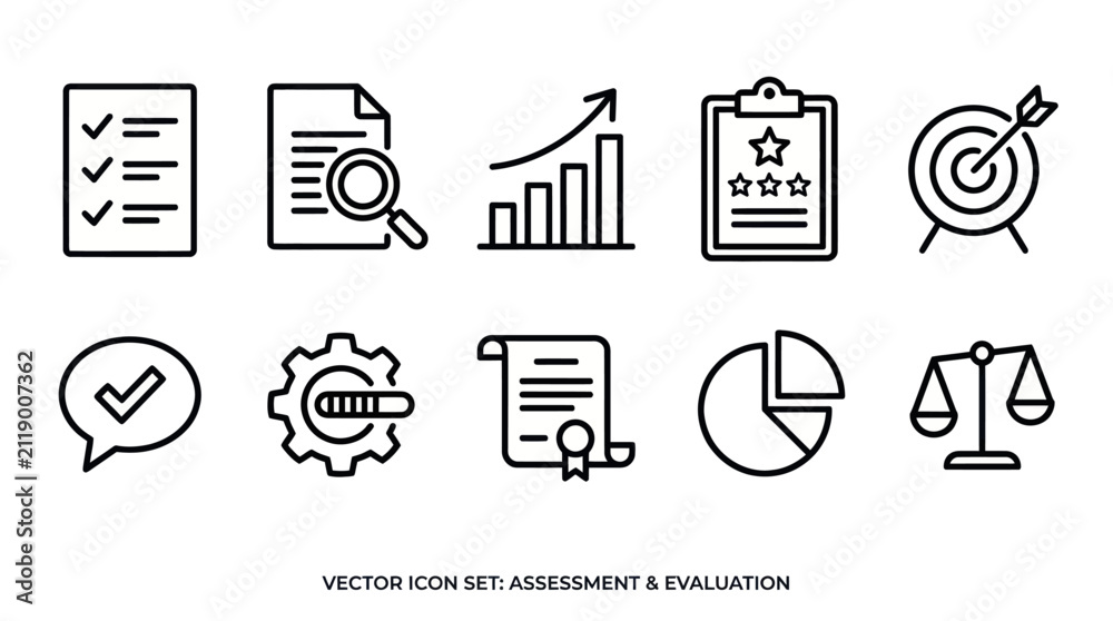 Fototapeta premium Business assessment and performance evaluation icons