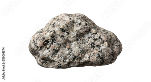 Obraz na plátne A single piece of raw granite stone with a textured speckled surface isolated on