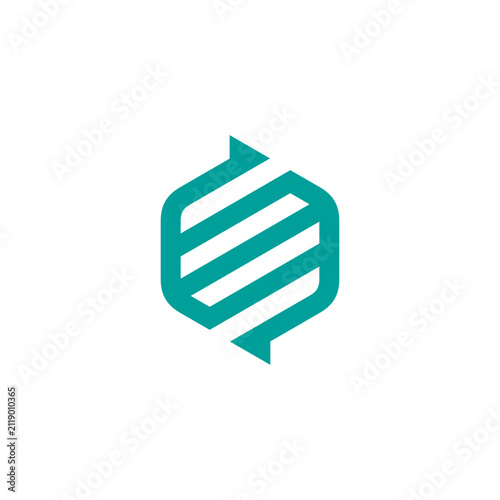 Hexagon letter s logo graphic showcases a teal abstract linear formation on a plain white field for design usage.
