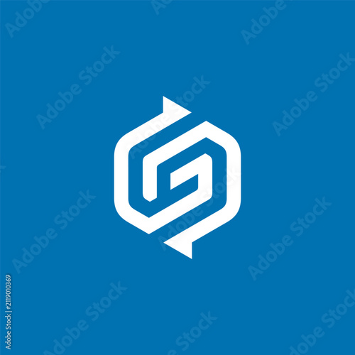 Hexagon icon presents a clean white geometric arrangement letter s g sg logo on a vibrant blue surface for branding needs.