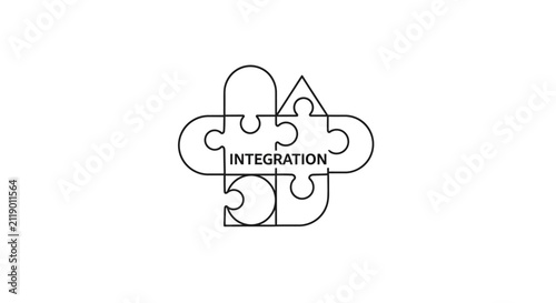 Abstract integration concept puzzle pieces forming a unified design