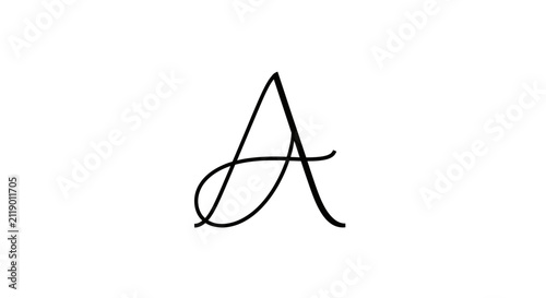 Elegant black letter a minimalist calligraphy design on white background