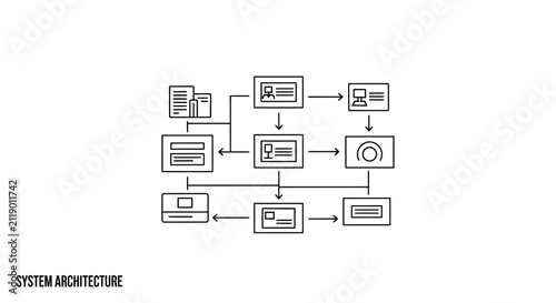 Diagram of interconnected elements representing business processes on white