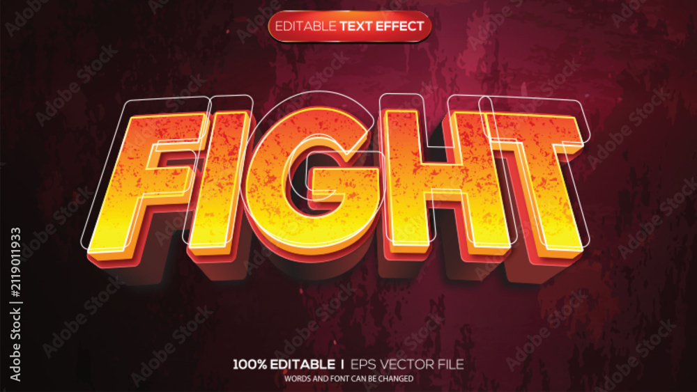 Fototapeta premium 3d text effect fight theme
