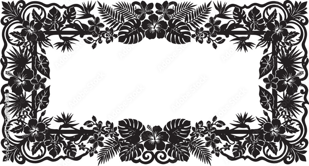 Obraz premium Elegant ornate decorative frame with intricate floral and geometric patterns in black and white