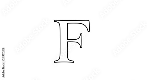 Outline of the letter f on a plain white background for design concepts