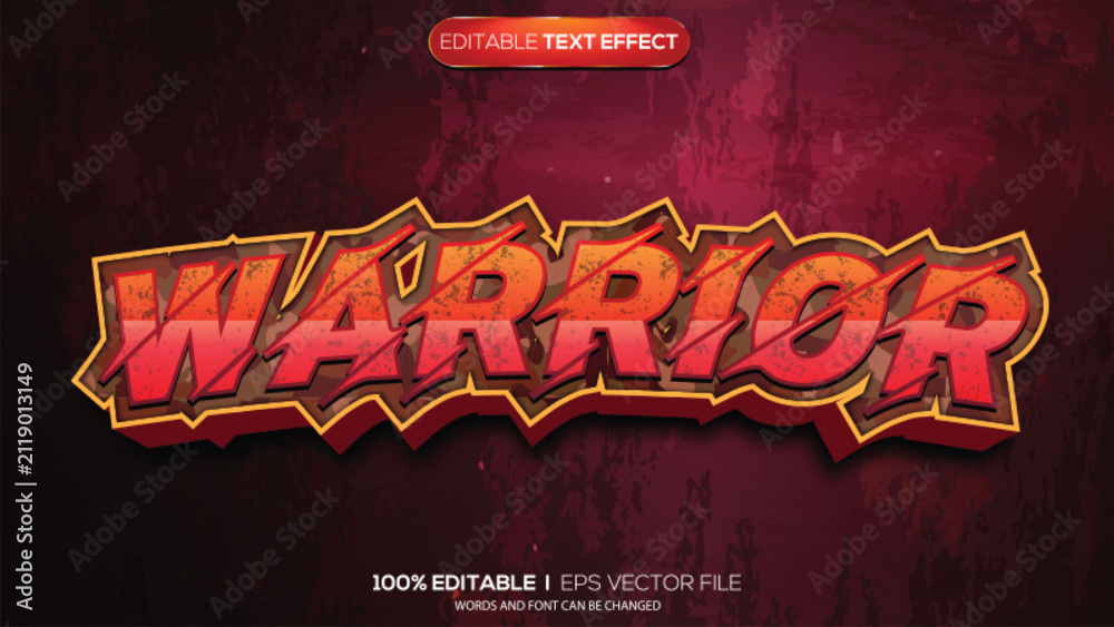 Fototapeta premium 3d text effect warrior theme