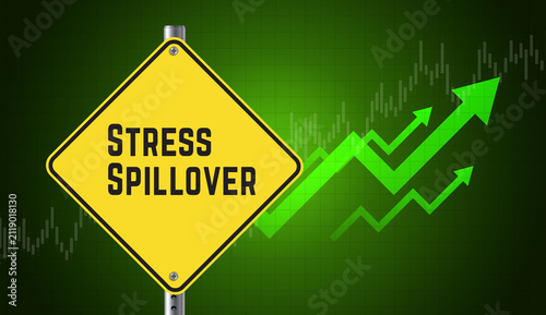 Stress Spillover Warning Sign with Rising Business Arrows and Workplace Psychology Concept