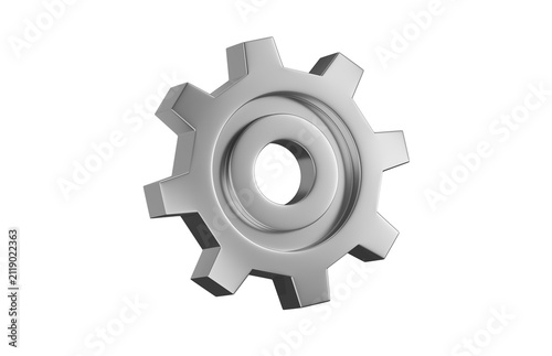 Gear 3d icon. Metallic cogwheel. Isolated 3D object.