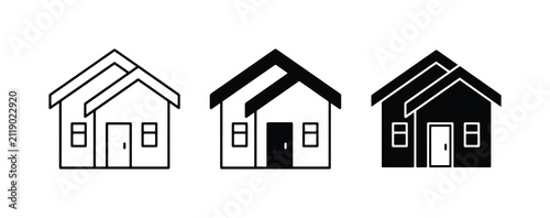 House Icons Set, Simple Home Symbols, Residential Building Graphics, Real Estate Vector Art