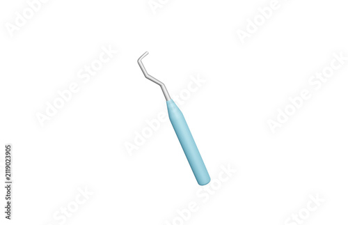 Dental scaler 3d icon. Professional dental cleaning, plaque removal and oral healthcare concept. Isolated 3D object.