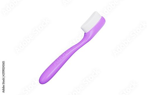 Toothbrush 3d icon. Daily oral hygiene, dental care and teeth cleaning concept. Isolated 3D object.