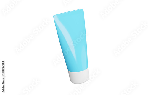 Cosmetic tube 3d icon. Cream, gel, ointment and personal care product packaging concept. Isolated 3D object.