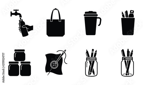 Art Supplies, Crafting Tools, and Drinkware Icons: Creative Vector Set for Design