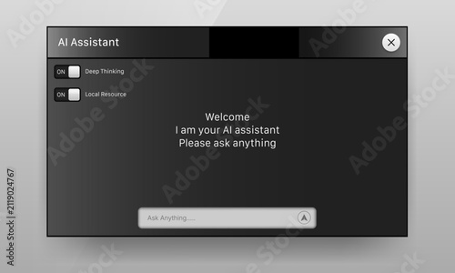 Dark mode AI assistant chat window user interface design template