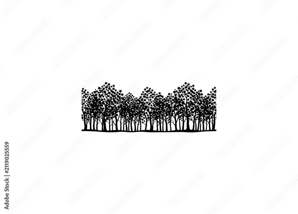 Fototapeta premium Minimalist Black Forest Silhouette Vector Art