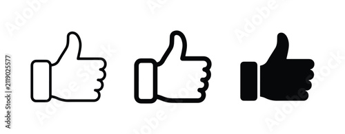 Thumbs Up Icon Set, Social Media Approval Symbols, Vector Graphics for Likes and Positive Feedback