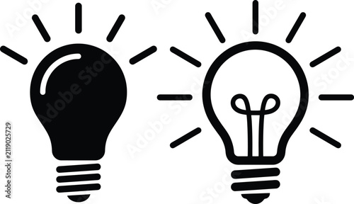 Konstfotografi Creative black lightbulb icons symbolizing bright ideas innovation and electrici
