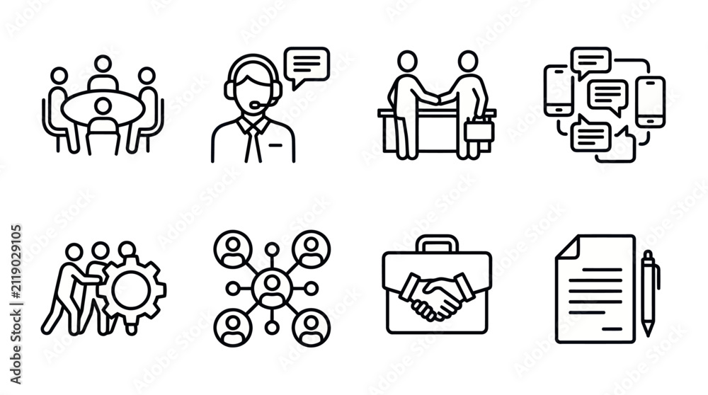 Fototapeta premium Professional business teamwork and communication icons.