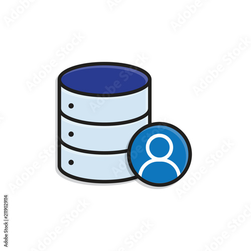 Agent icon. Data Agent. Database with user icons. assistants, innovation, and monitoring. Isometric design style.