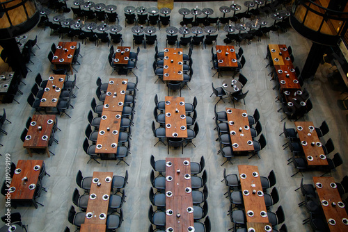 Dining table, meeting table, for meeting, eating, and socializing.
