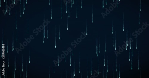 Hexadecimal code symbols fall slowly in a teal circuit animation, creating a deep mainframe atmosphere.