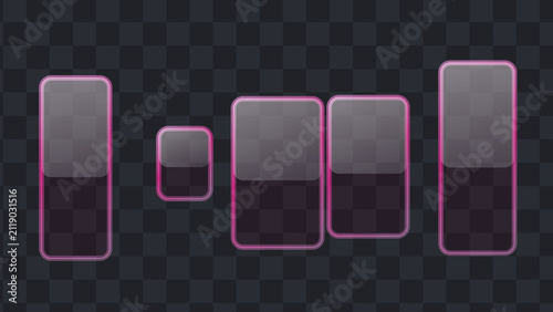 Glassmorphism UI elements set. Frosted glass panels for modern web and app interface design.